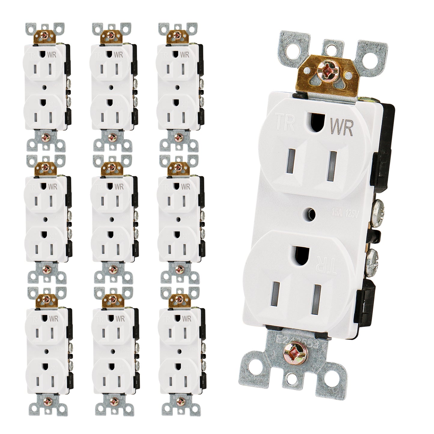 iGFCI Duplex Electrical Receptacle Outlets,Tamper Resistant Weather Resistant 15Amp Standard Electrical Wall Outlet,125V, 2 Pole 3 Wire,UL Listed