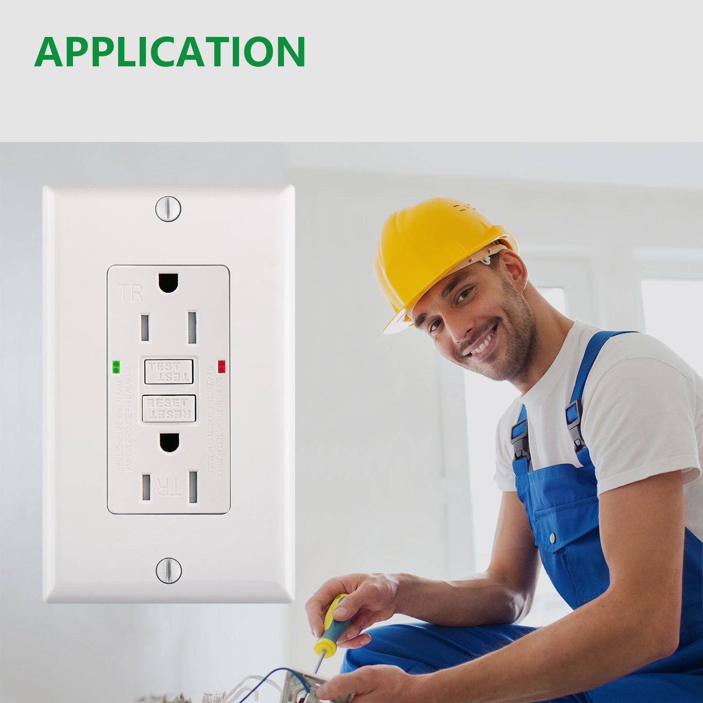 GFCI Outlet Tamper Resistant,125VAC 15A,LED Indicator,Ground Fault Electric with Decor Wall Plates and Screws,UL Listed,Back &Side Wire,White
