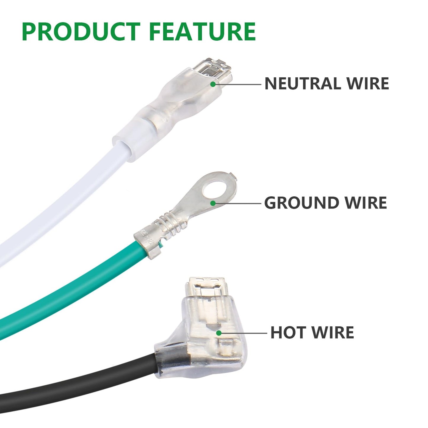 LCDI Power Cord Plug NEMA5-15P Air Conditioning Extension Cable AC120V 13Amp 1560W 60Hz Leakage Current Detection Interrupter UL Listed White