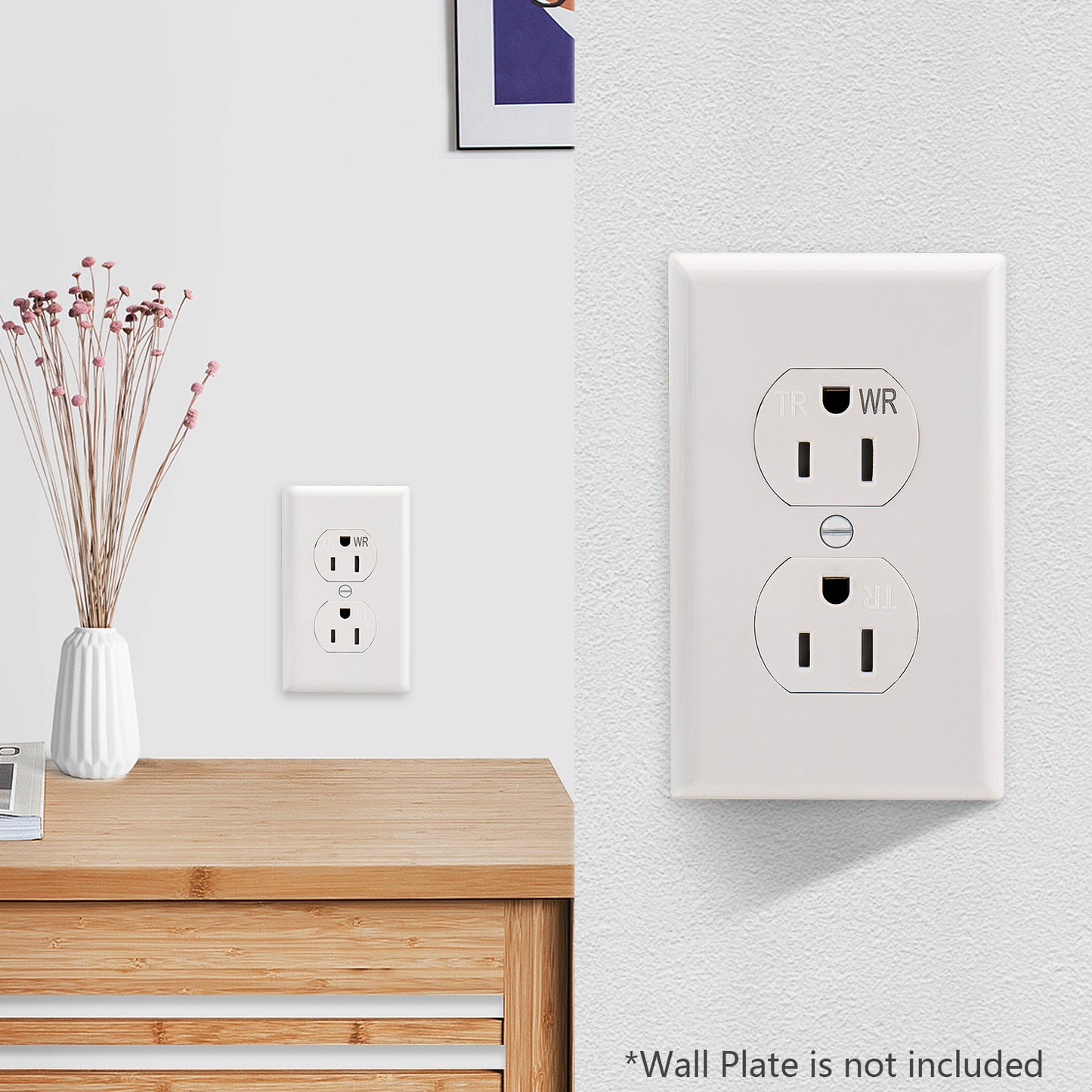 iGFCI Outlet Socket,Decora Receptacle,20Amp Standard Electrical Wall Outlet,Weather Resistant Tamper Resistant,Wall Plates Included, White, UL listed