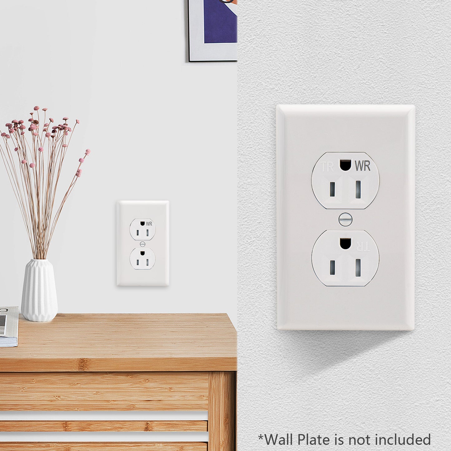 iGFCI Duplex Electrical Receptacle Outlets,Tamper Resistant Weather Resistant 15Amp Standard Electrical Wall Outlet,125V, 2 Pole 3 Wire,UL Listed