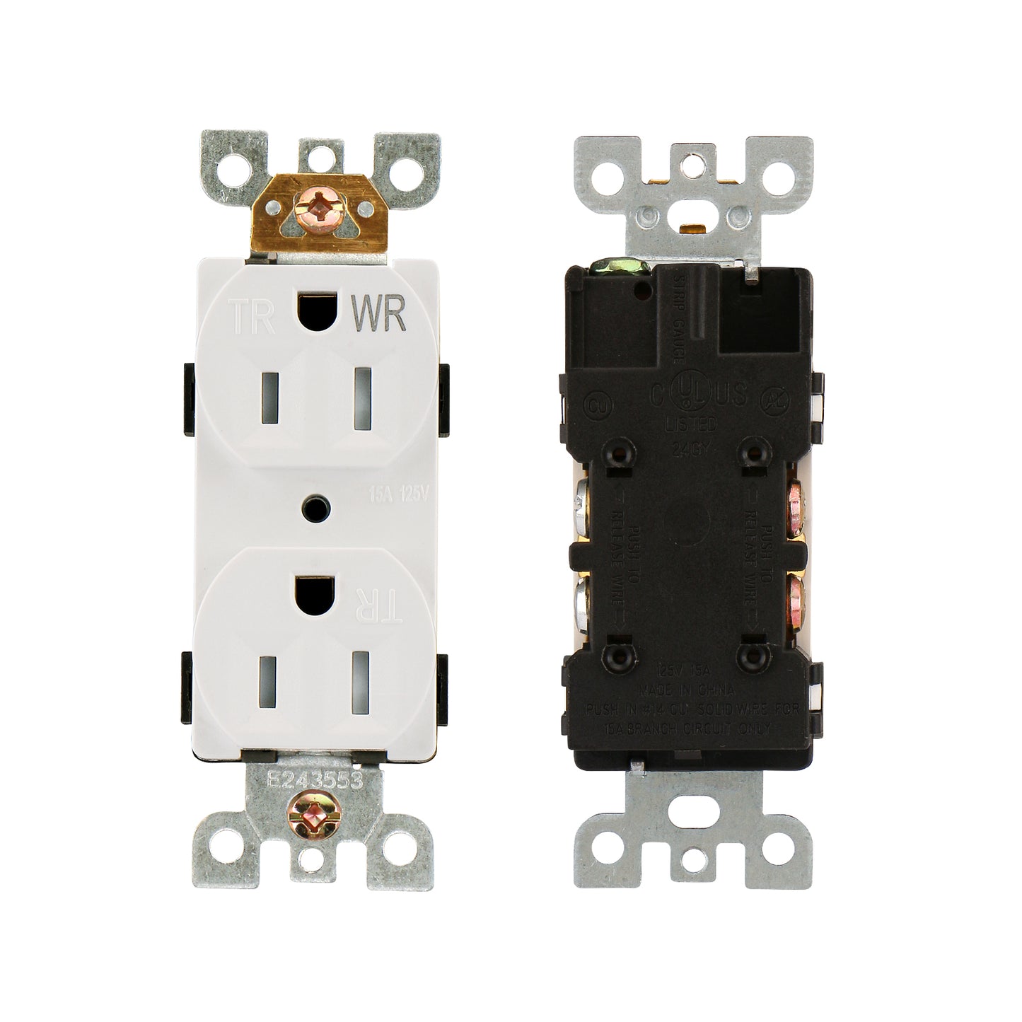 iGFCI Duplex Electrical Receptacle Outlets,Tamper Resistant Weather Resistant 15Amp Standard Electrical Wall Outlet,125V, 2 Pole 3 Wire,UL Listed
