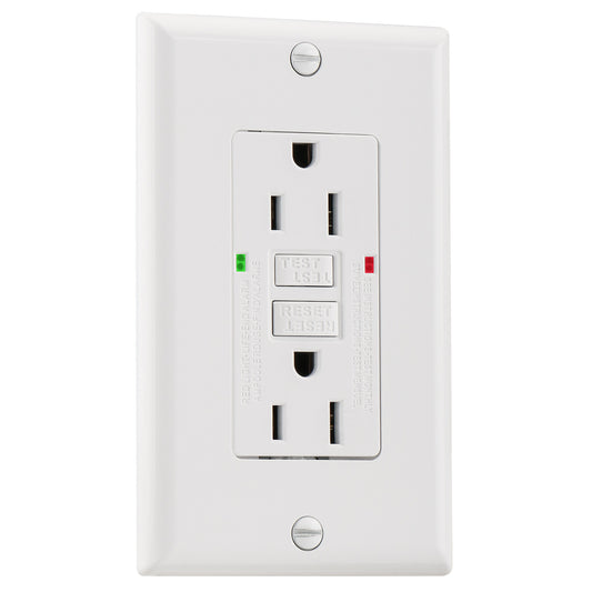 GFCI Outlet Non-Tamper-Resistant GFI,125VAC 15Amp,LED Indicator,Ground Fault Electric with Decor Wall Plates and Screws,UL Listed,Back &Side Wire,White