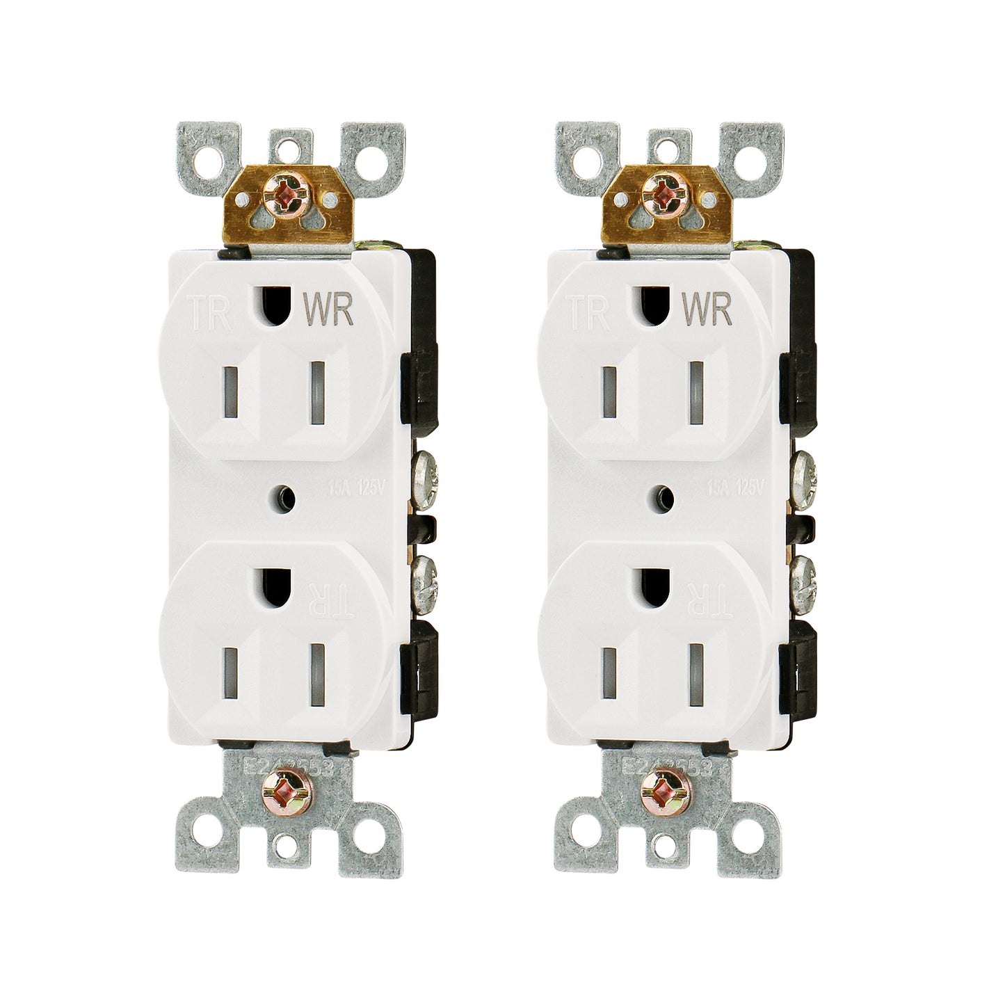 iGFCI Duplex Electrical Receptacle Outlets,Tamper Resistant Weather Resistant 15Amp Standard Electrical Wall Outlet,125V, 2 Pole 3 Wire,UL Listed