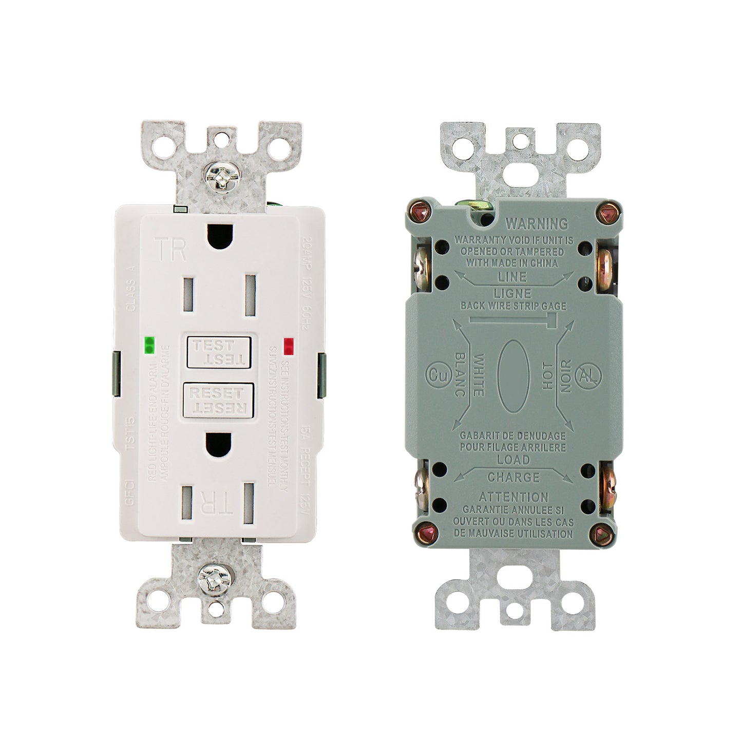 GFCI Outlet Tamper Resistant,125VAC 15A,LED Indicator,Ground Fault Electric with Decor Wall Plates and Screws,UL Listed,Back &Side Wire,White