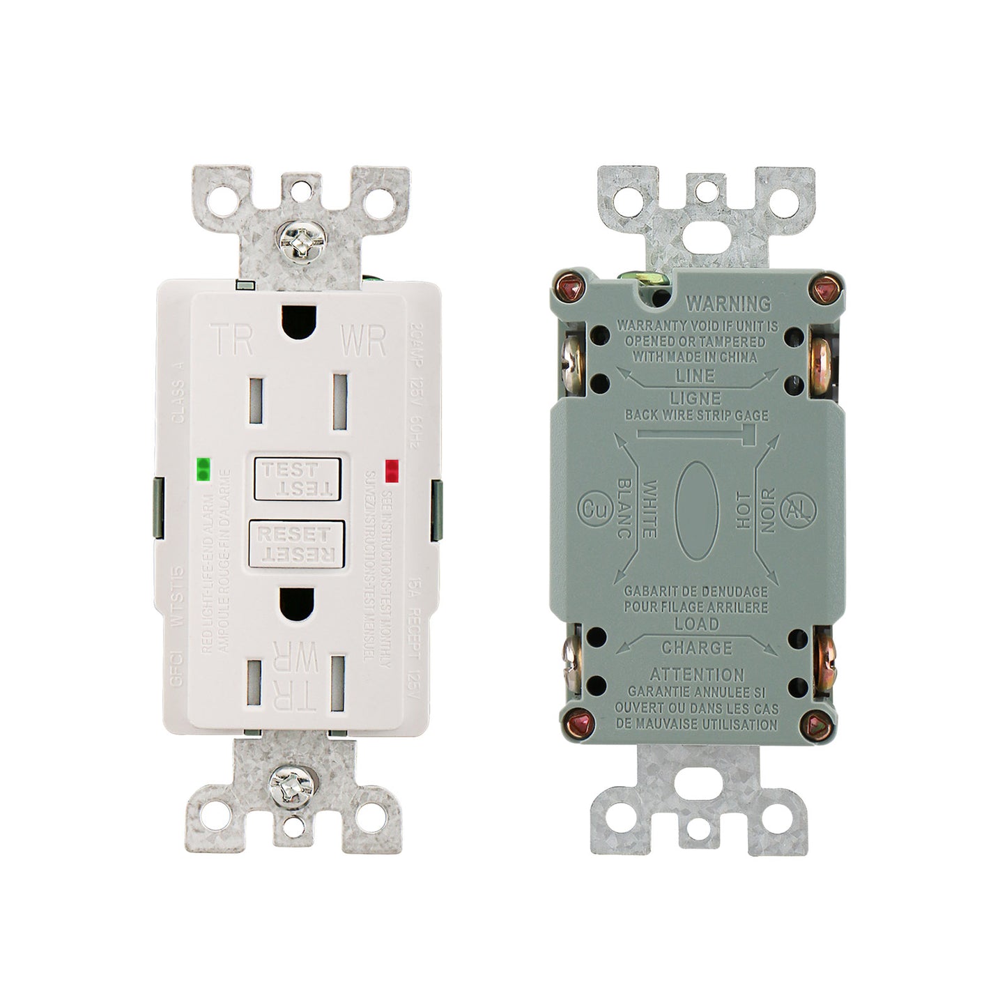 GFCI Outlet Receptacle,Ground Fault Electric Plugs,125V 15Amp,Weather-Resistant and Tamper-Resistant,GFI UL&CUL listed White