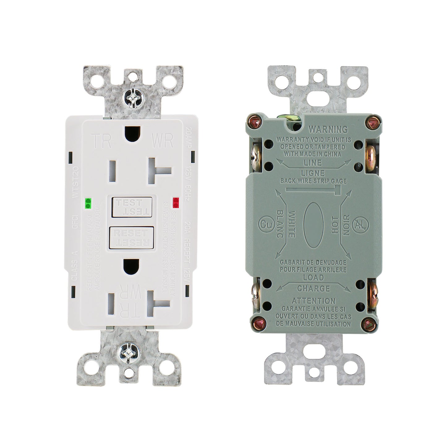 iGFCI Outlet Tamper Resistant,Weather Resistant,20Amp,1pack,Decorative Wallplate Included,Automatic Trip Protection,Indoor or Outdoor Use,GFI UL&CUL listed White