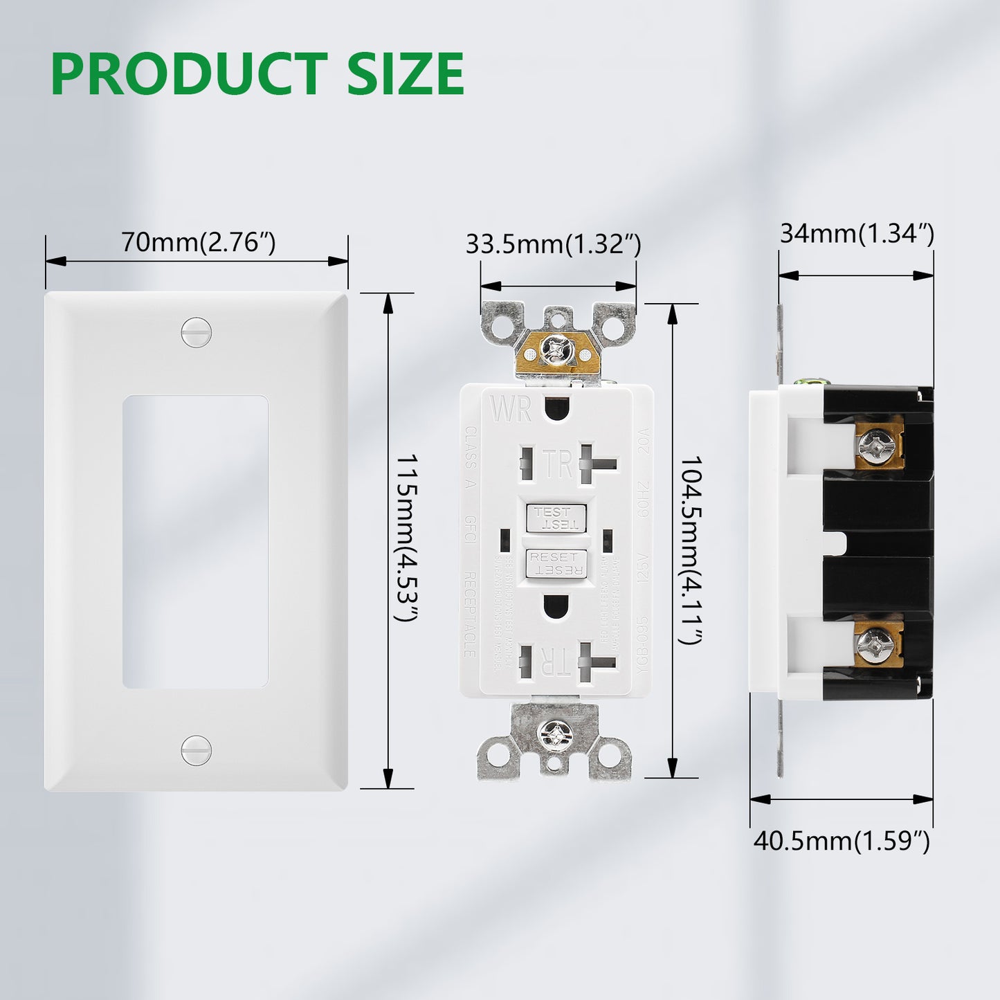 iGFCI 20Amp GFCI Outlet,Tamper Resistant&Weather Resistant GFCI Receptacle,UL Listed,Back &Side Wire,White