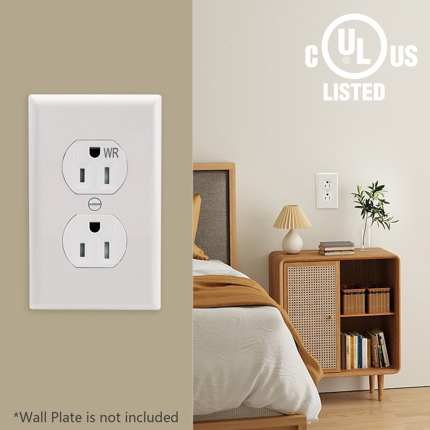 iGFCI Duplex Electrical Receptacle Outlets,Tamper Resistant Weather Resistant 15Amp Standard Electrical Wall Outlet,125V, 2 Pole 3 Wire,UL Listed