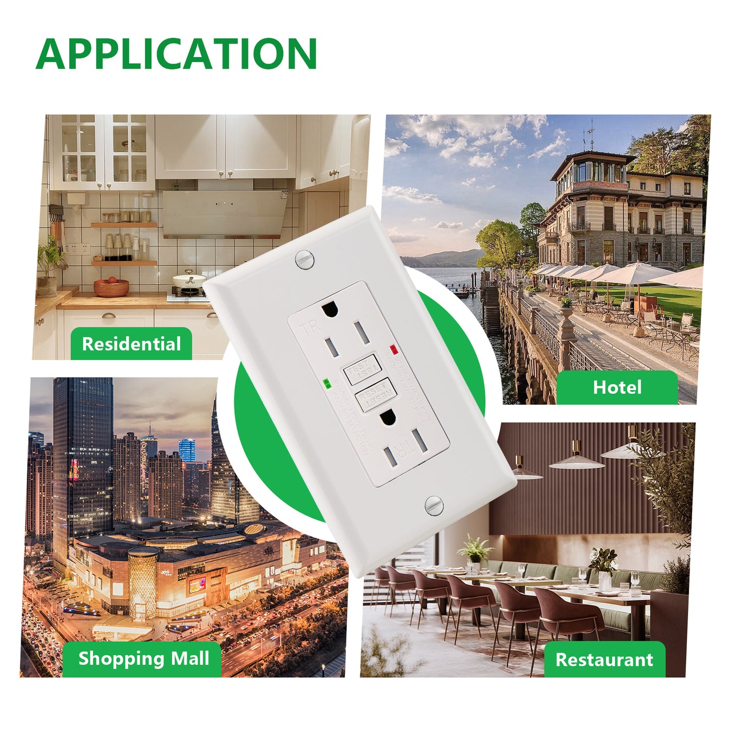GFCI Outlet Tamper Resistant,125VAC 15A,LED Indicator,Ground Fault Electric with Decor Wall Plates and Screws,UL Listed,Back &Side Wire,White