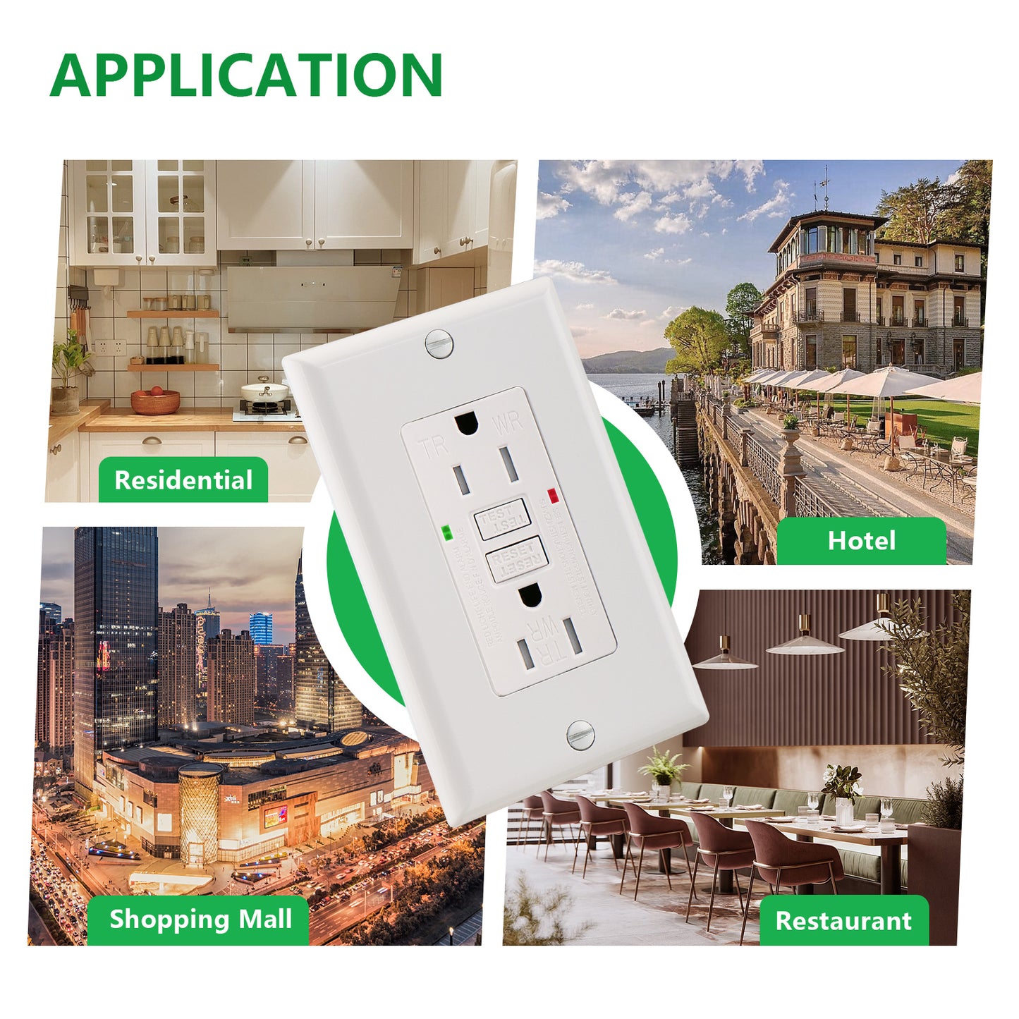 GFCI Outlet Receptacle,Ground Fault Electric Plugs,125V 15Amp,Weather-Resistant and Tamper-Resistant,GFI UL&CUL listed White