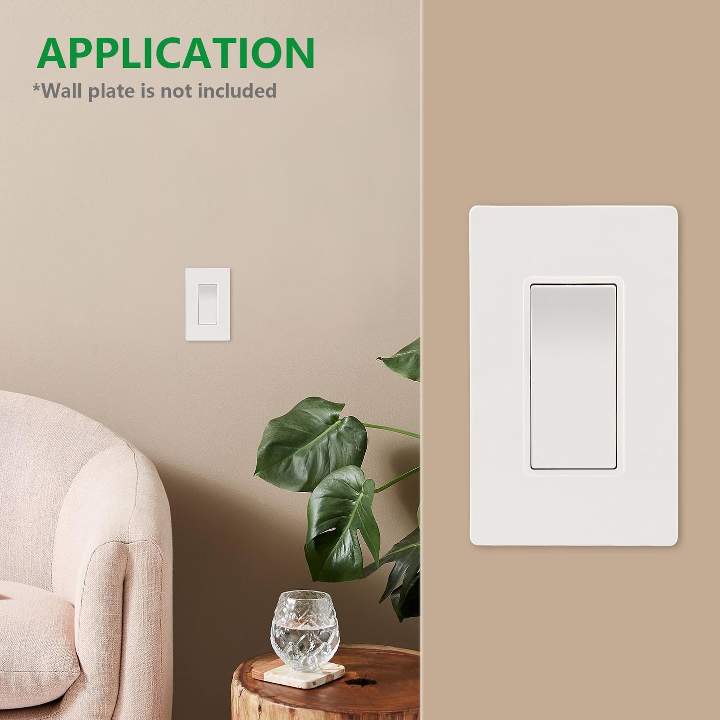 iGFCI Rocker Decorator Light Switch,3 way 120/277V 15Amp,Self-grounding Electrical Light Switches,On/Off Wall Switch,UL Listed White