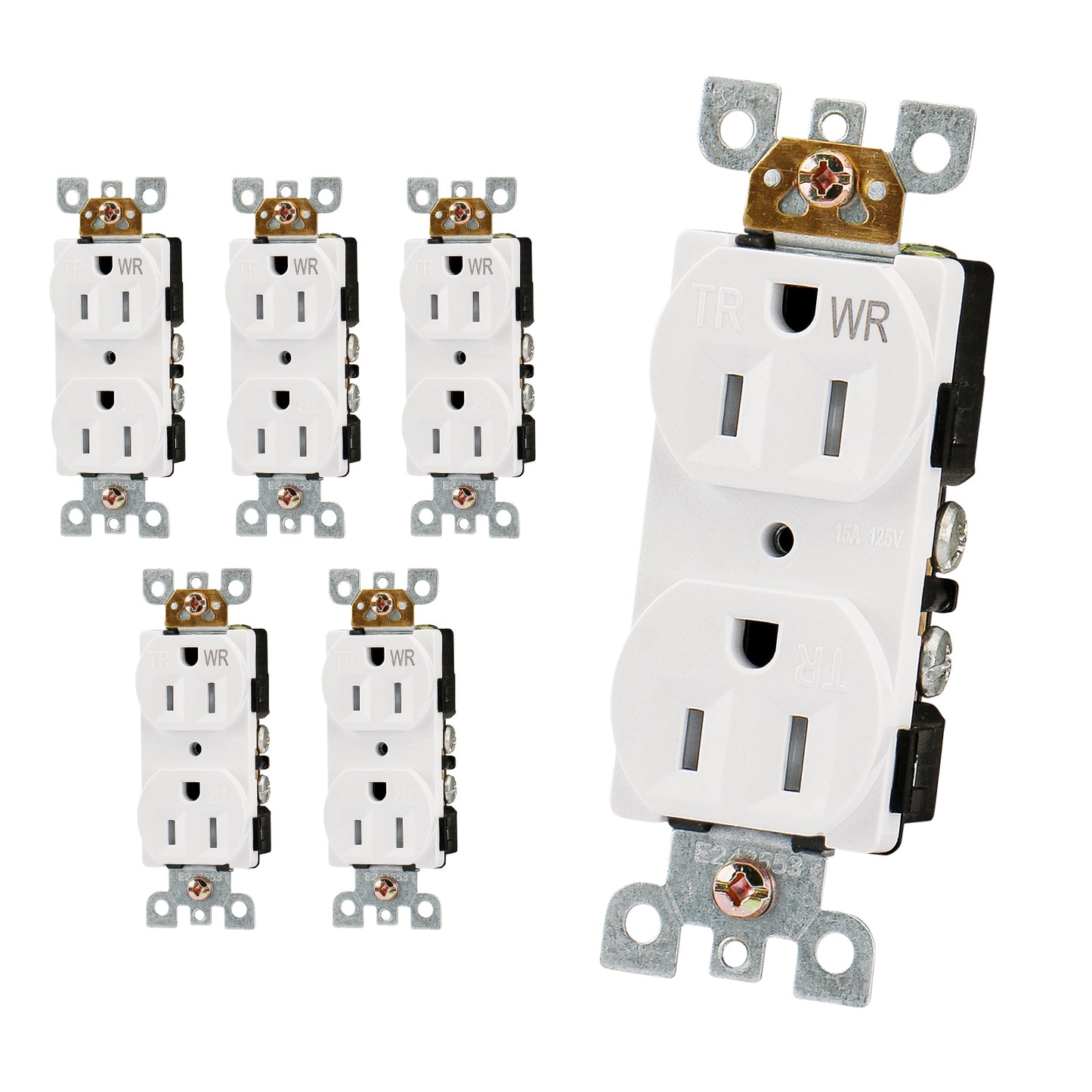 iGFCI Duplex Electrical Receptacle Outlets,Tamper Resistant Weather Resistant 15Amp Standard Electrical Wall Outlet,125V, 2 Pole 3 Wire,UL Listed