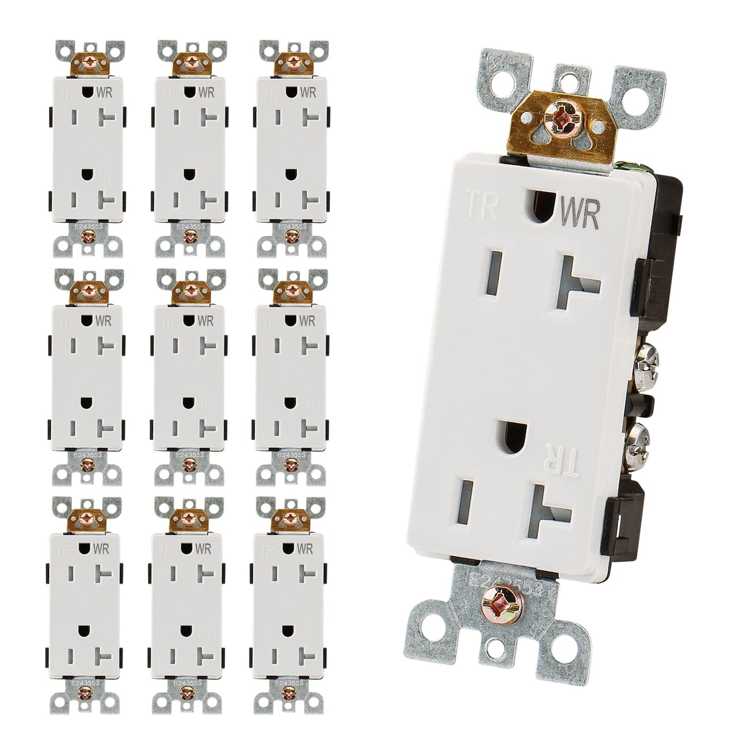 iGFCI Decorator Electrical Receptacle Outlets,20Amp 125V Tamper Resistant&Weather Resistant,Child Proof Safety,White,UL listed