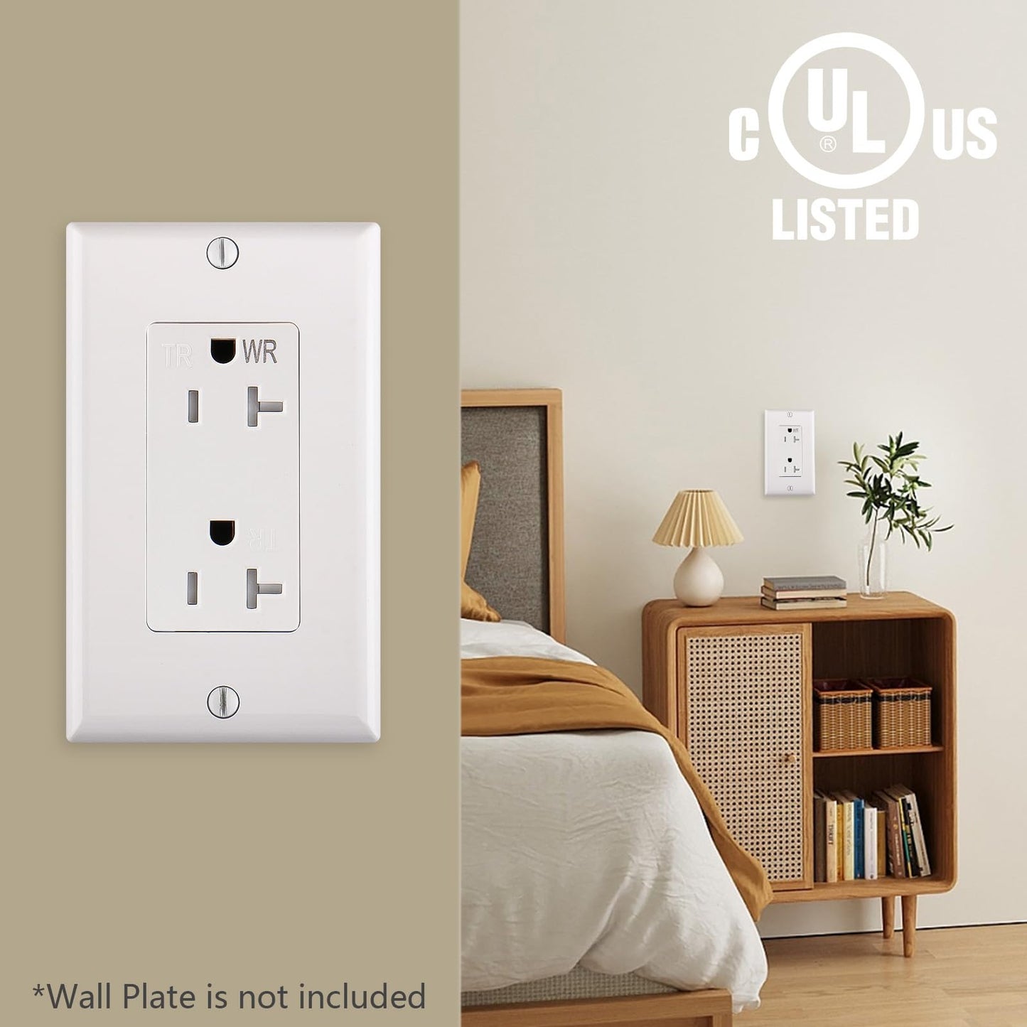 iGFCI Decorator Electrical Receptacle Outlets,20Amp 125V Tamper Resistant&Weather Resistant,Child Proof Safety,White,UL listed