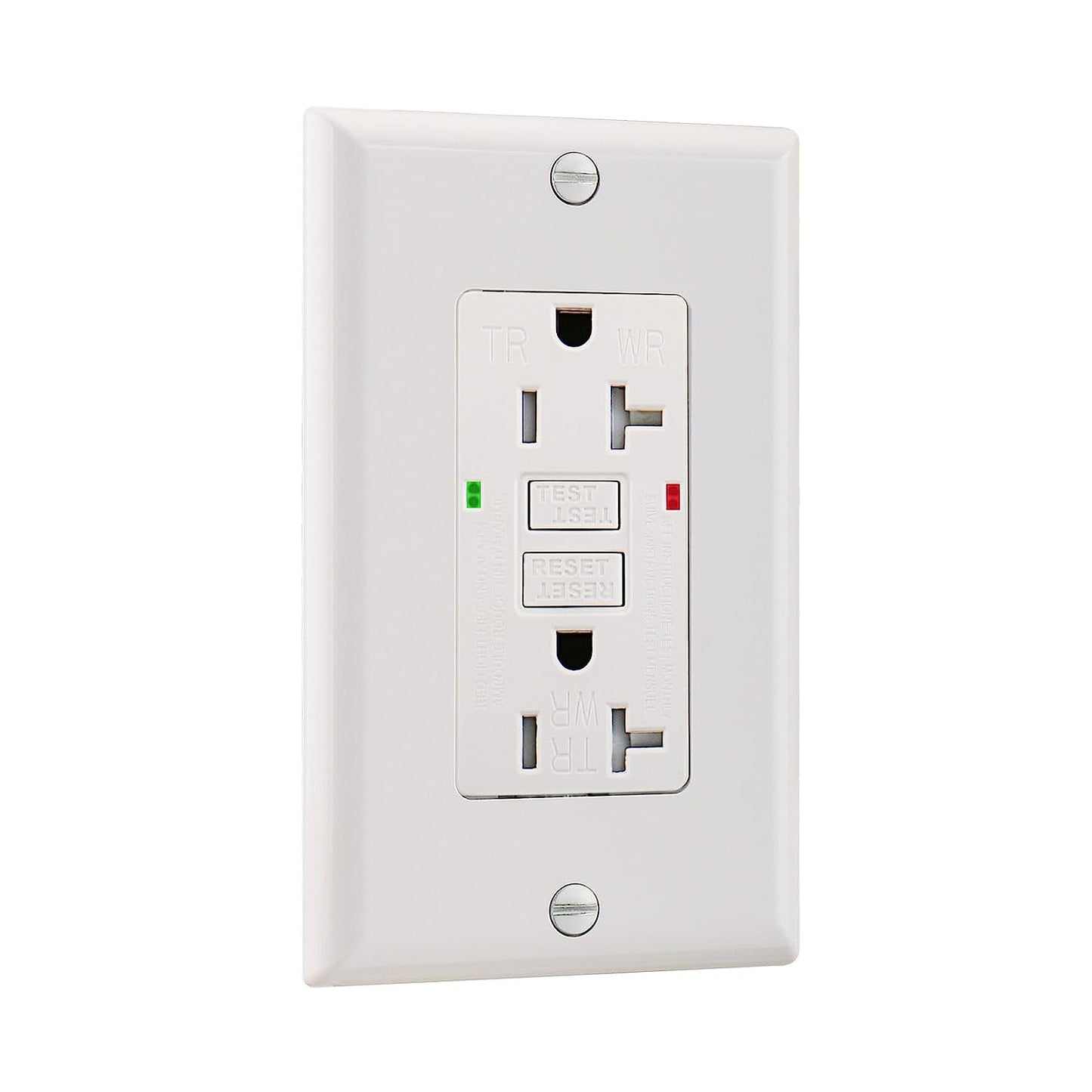 GFCI Receptacle Outlet,1pack,20Amp,Weather-Resistant and Tamper-Resistant LED Indicator Wall Plates and Screws Included UL Certified,White