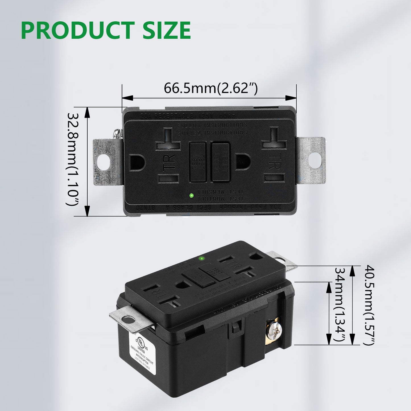 iGFCI Generator GFCI Outlet,1pack,125V 20Amp 60Hz,Tamper-Resistant Receptacle,Meet UL2018,Self-Test Industrial Grade for Industrial Generators and Other Machines,Black