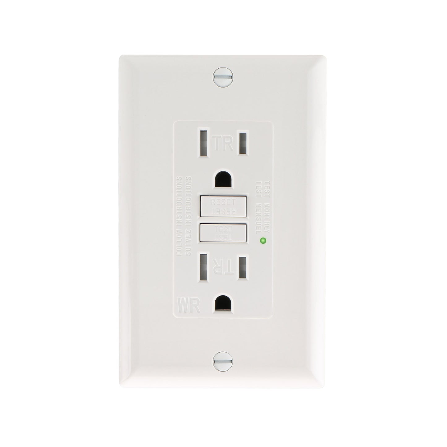 iGFCI Outlet,1pack,15Amp,Weather-Resistant and Tamper-Resistant GFI Receptacle,Meet UL2018,Ground Fault Protection Outlet for Kitchen,Bathroom,Indoor or Outdoor Use,White