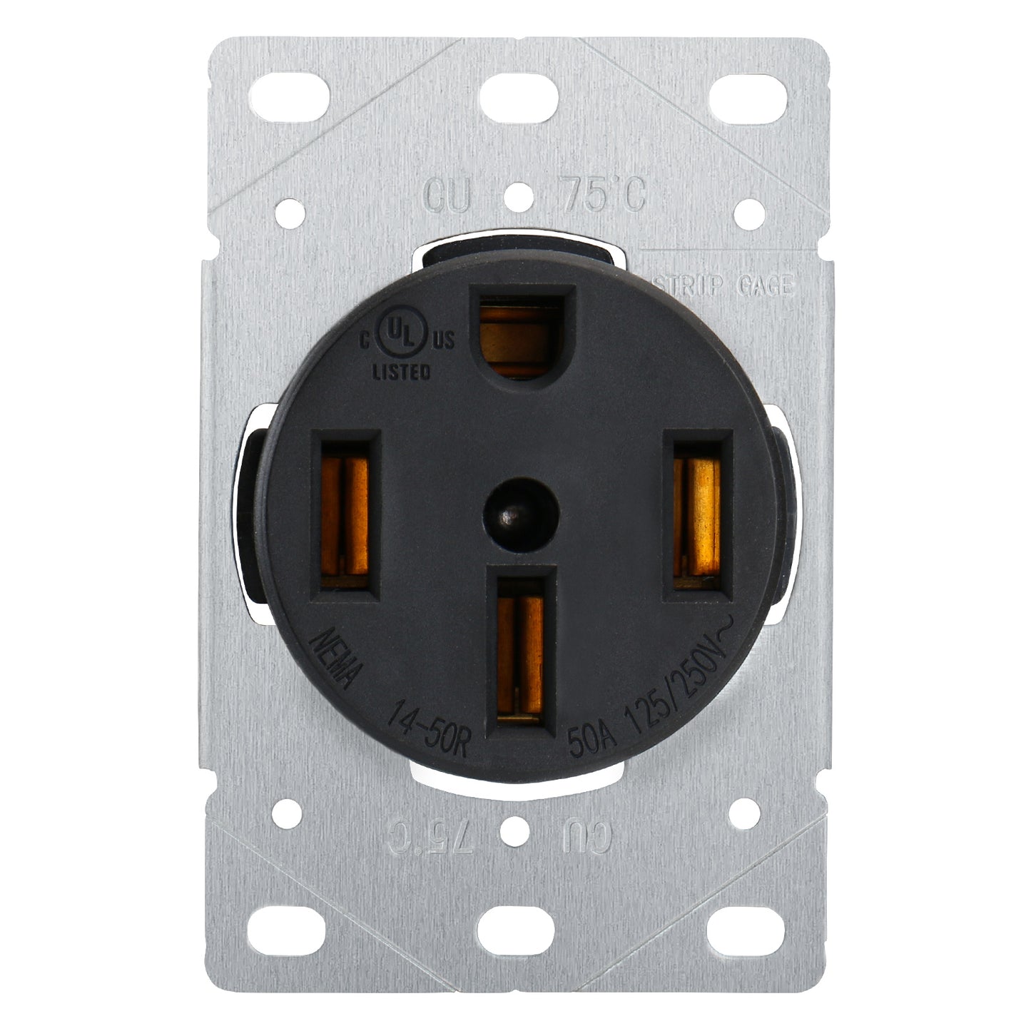 iGFCI 14-50R Industrial Socket 50Amp RV, EV, Dryer Flush Mounting Receptacle Socket 125/250V Commercial Grade Black Outlet,UL Listed,Black