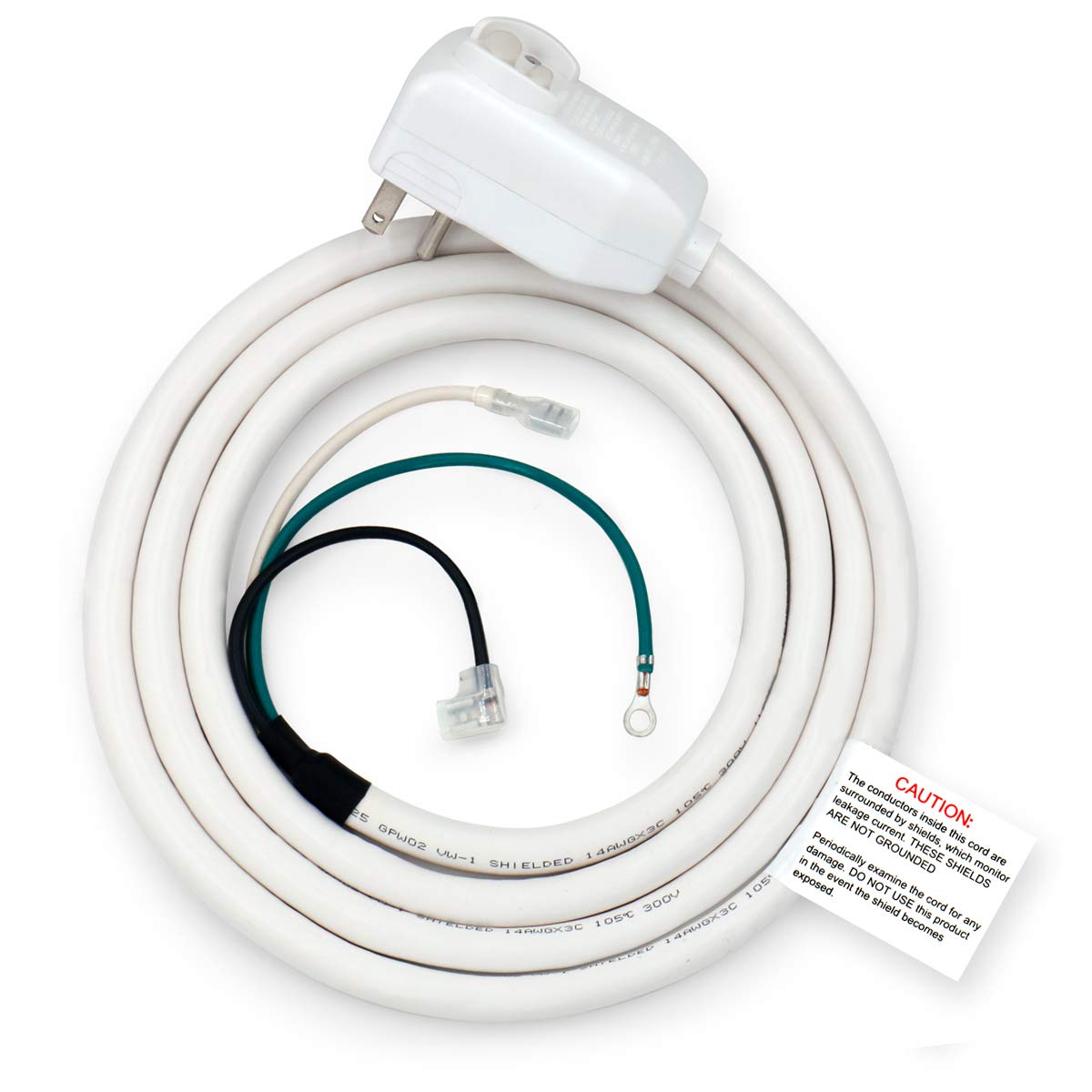 LCDI Power Cord Plug NEMA5-15P Air Conditioning Extension Cable AC120V 13Amp 1560W 60Hz Leakage Current Detection Interrupter UL Listed White