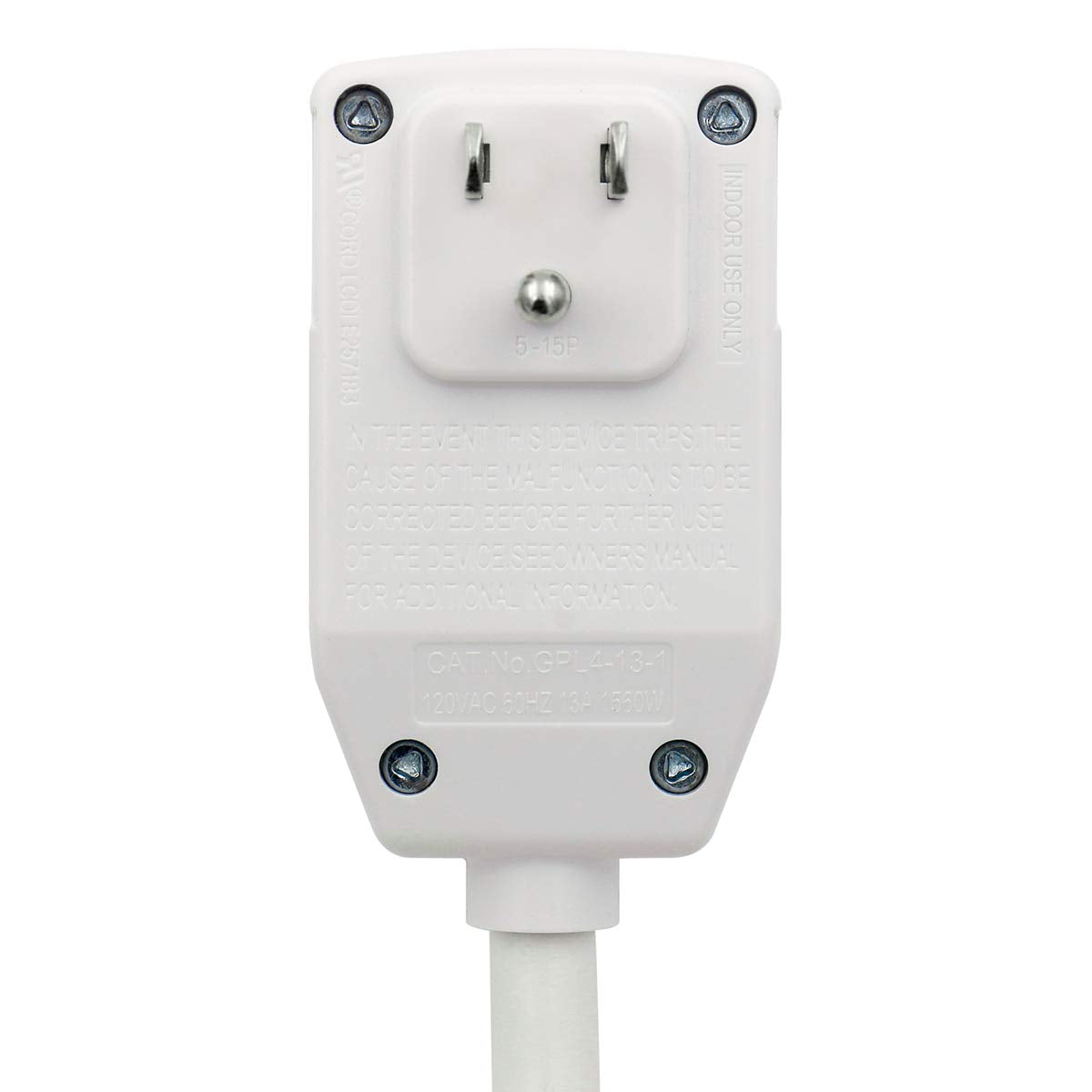LCDI Power Cord Plug NEMA5-15P Air Conditioning Extension Cable AC120V 13Amp 1560W 60Hz Leakage Current Detection Interrupter UL Listed White