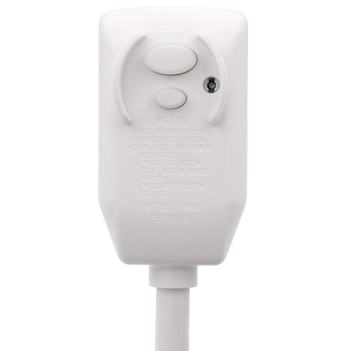 LCDI Power Cord Plug NEMA5-15P Air Conditioning Extension Cable AC120V 13Amp 1560W 60Hz Leakage Current Detection Interrupter UL Listed White