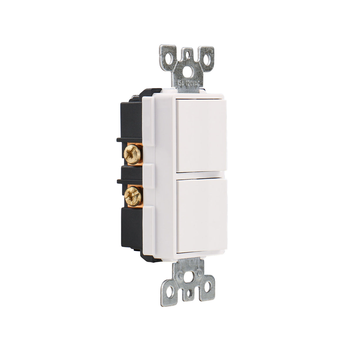Duplex Rocker Combination Decorator Switch,120-277VAC 15A,Ground Terminal,Residential/Commercial Grade,2 Individual Switches,UL Listed