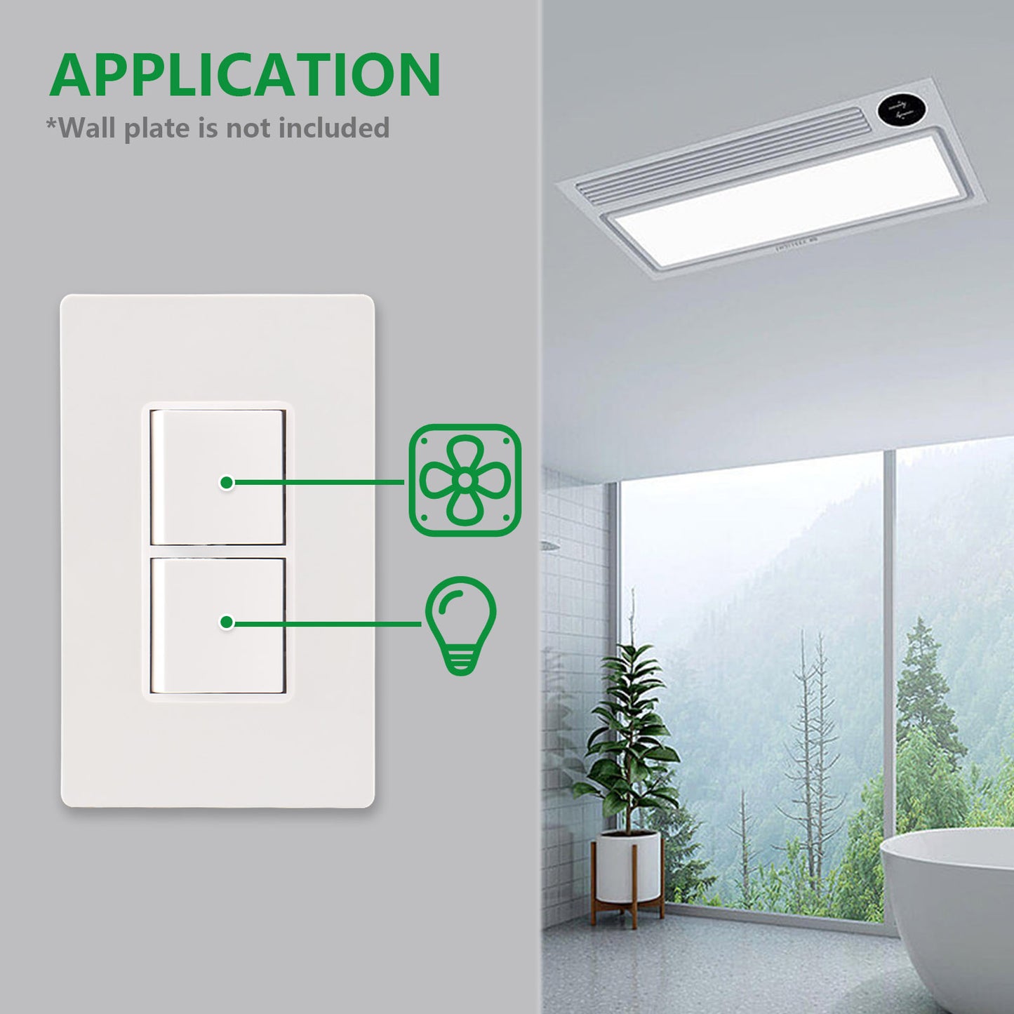iGFCI Duplex Rocker Combination Decorator Switch,120-277VAC 15A,Ground Terminal,Residential/Commercial Grade,2 Individual Switches,UL Listed,Wall Plate is Included