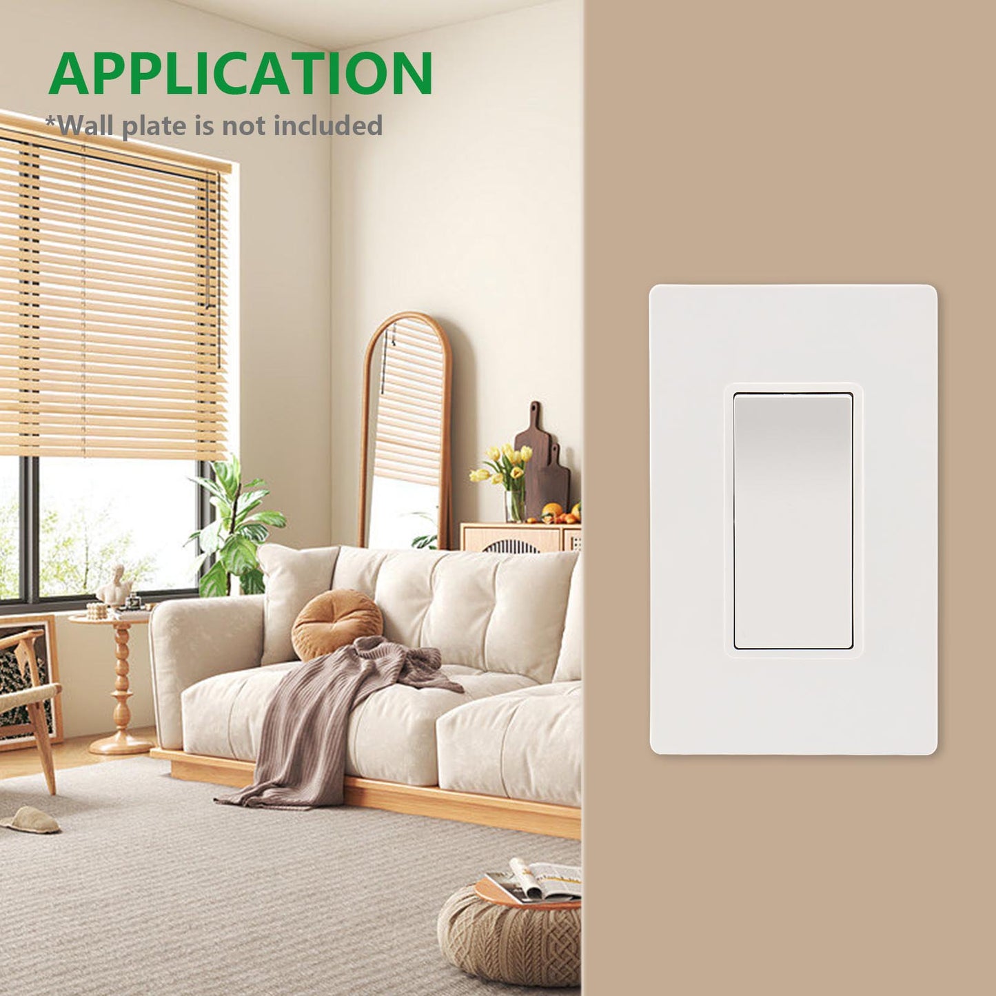 iGFCI Rocker Decorator Light Switch,3 way 120/277V 15Amp,Self-grounding Electrical Light Switches,On/Off Wall Switch,UL Listed White