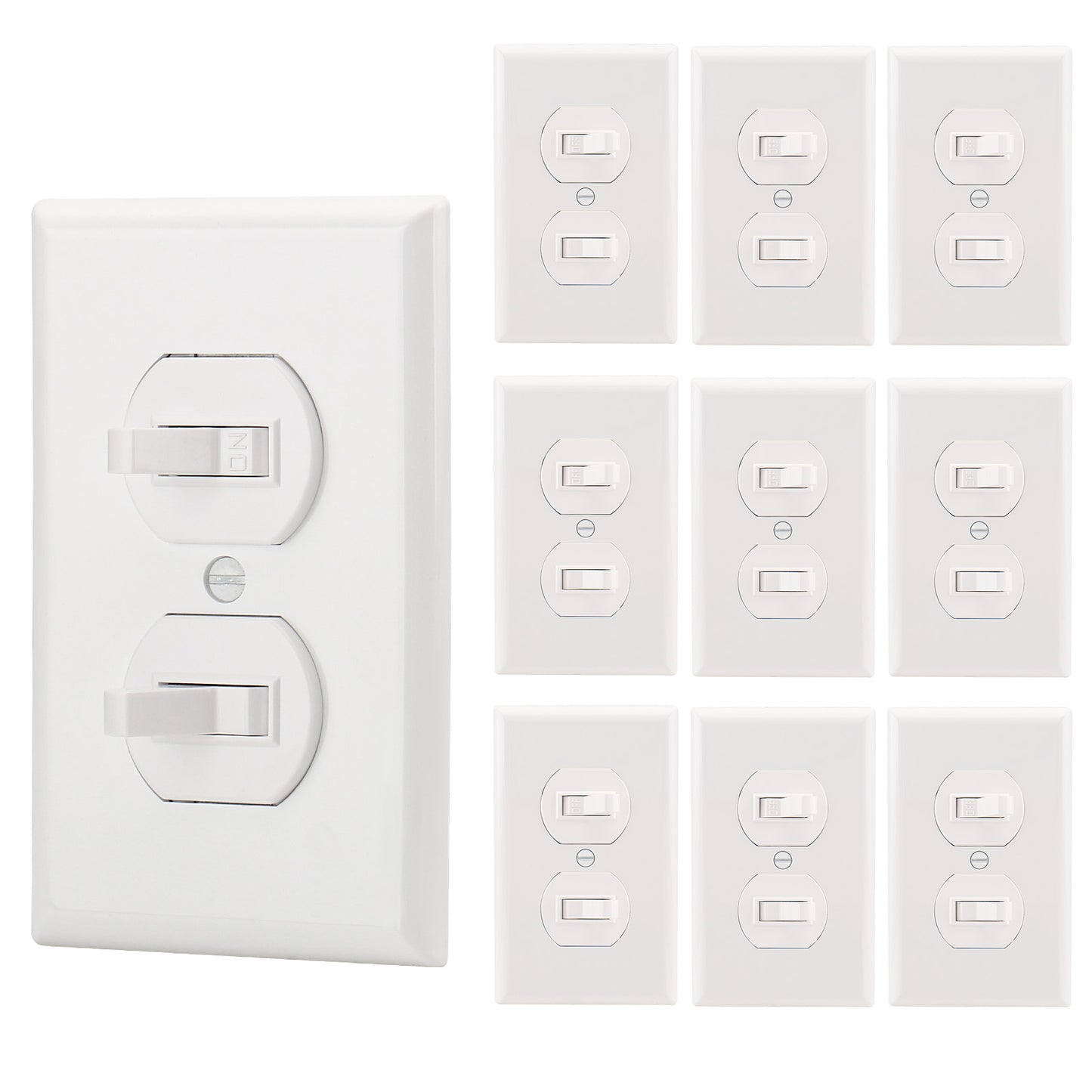 iGFCI Double Toggle Light Switch With Cover,15Amp 120Volt,Residential Grade Electrical Wall Switch,Great for Home, Office & Kitchen, ETL Listed,White