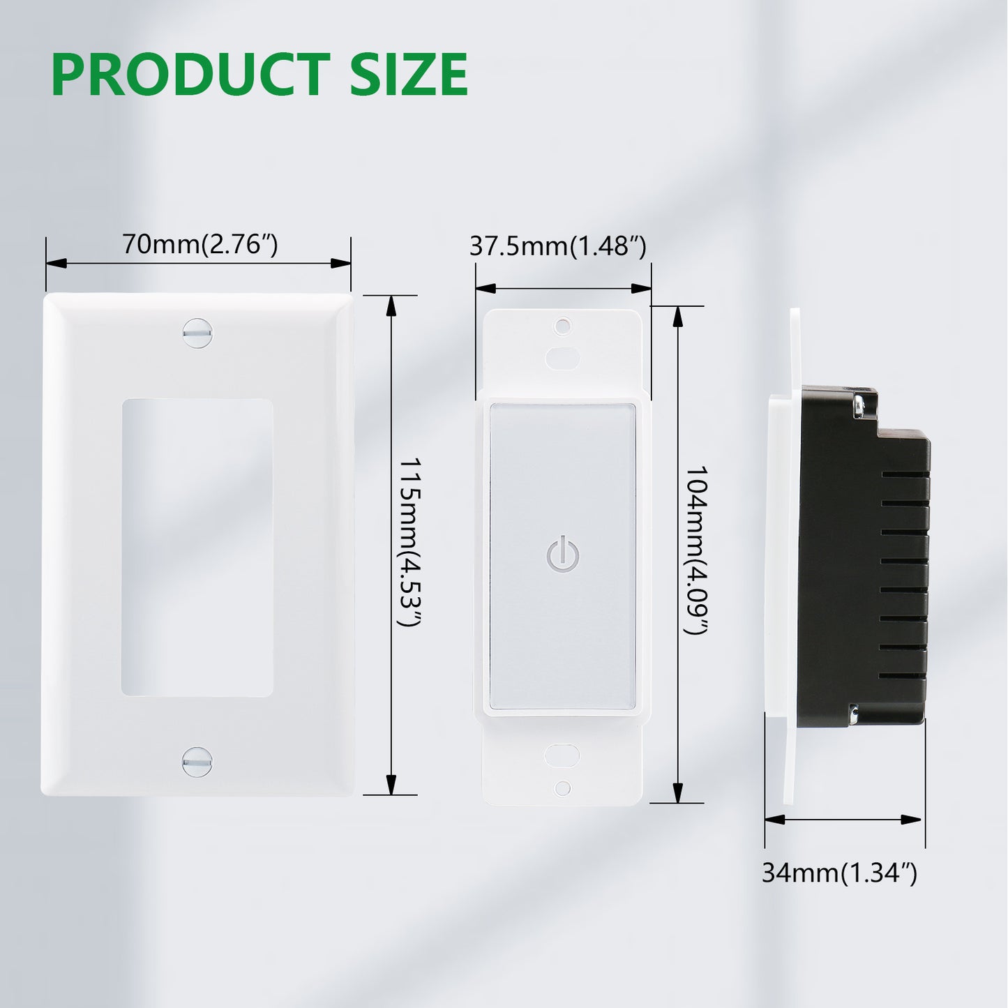 iGFCI Wall Touch Light Switch Capacitive Touch Switch with Led Indicator 480W Tungsten Lamp/Incandescent Lamp 150W LED,ETL Listed,White