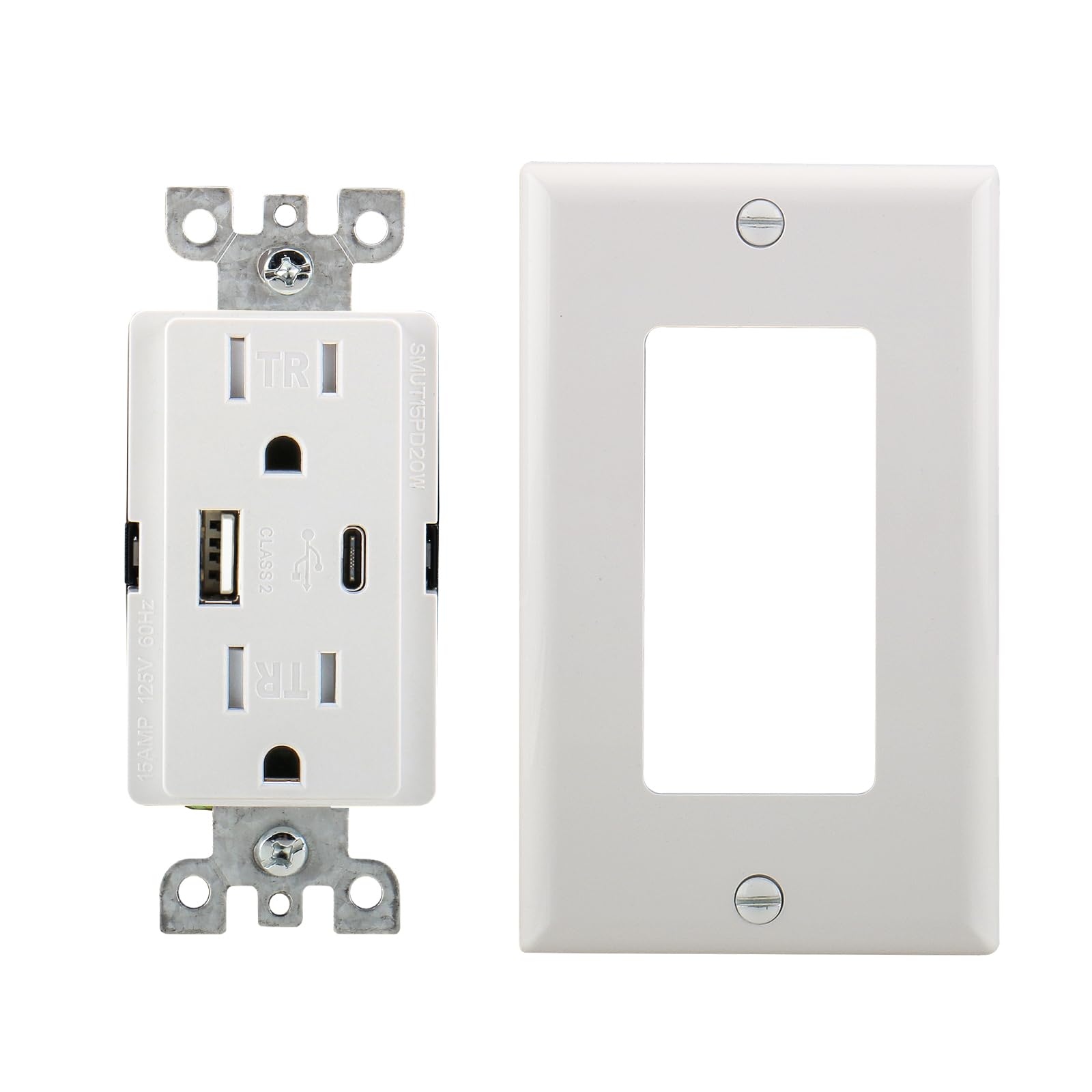 5-Pack 4.2A USB Wall Outlet, 15A Tamper-Resistant Receptacle With Dual Charging Ports (White)