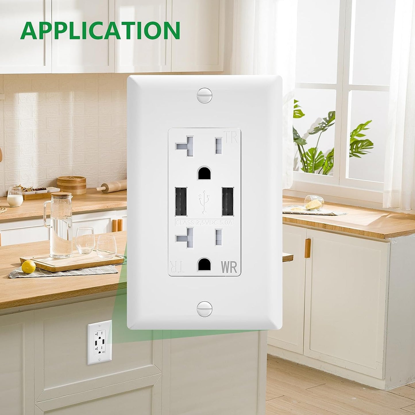 iGFCI 20Amp USB Outlet,5Amp Charger High Speed Wall Outlet,Wall Plate Included, Tamper Resistant WR Duplex Receptacle,UL Listed