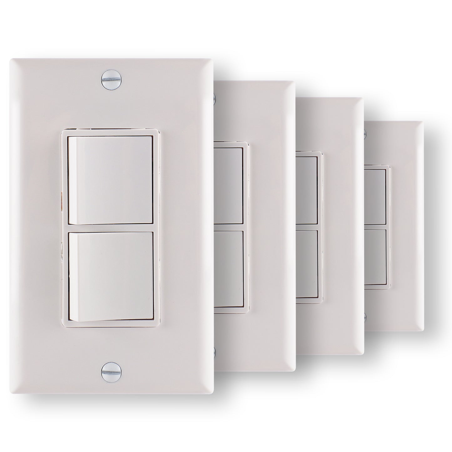 iGFCI Duplex Rocker Combination Decorator Switch,120-277VAC 15A,Ground Terminal,Residential/Commercial Grade,2 Individual Switches,UL Listed,Wall Plate is Included