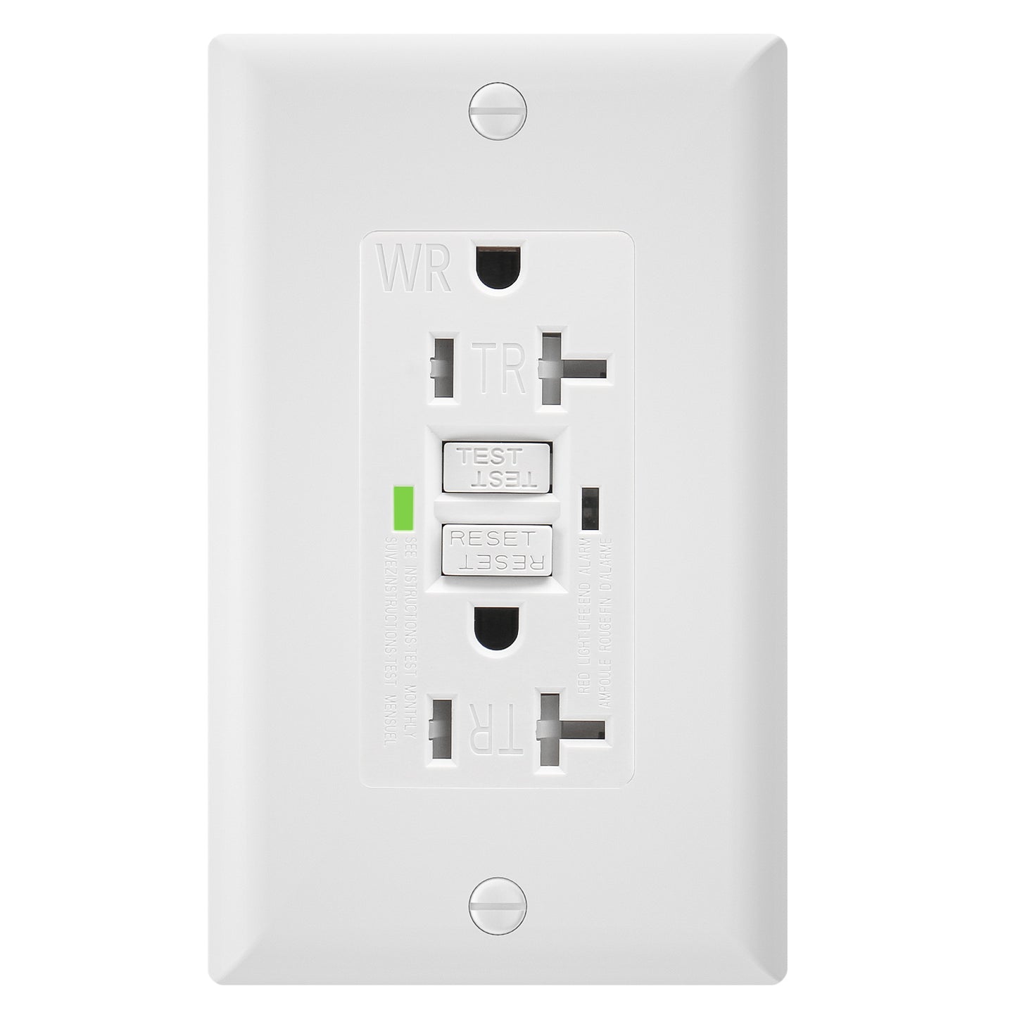 iGFCI 20Amp GFCI Outlet,Tamper Resistant&Weather Resistant GFCI Receptacle,UL Listed,Back &Side Wire,White