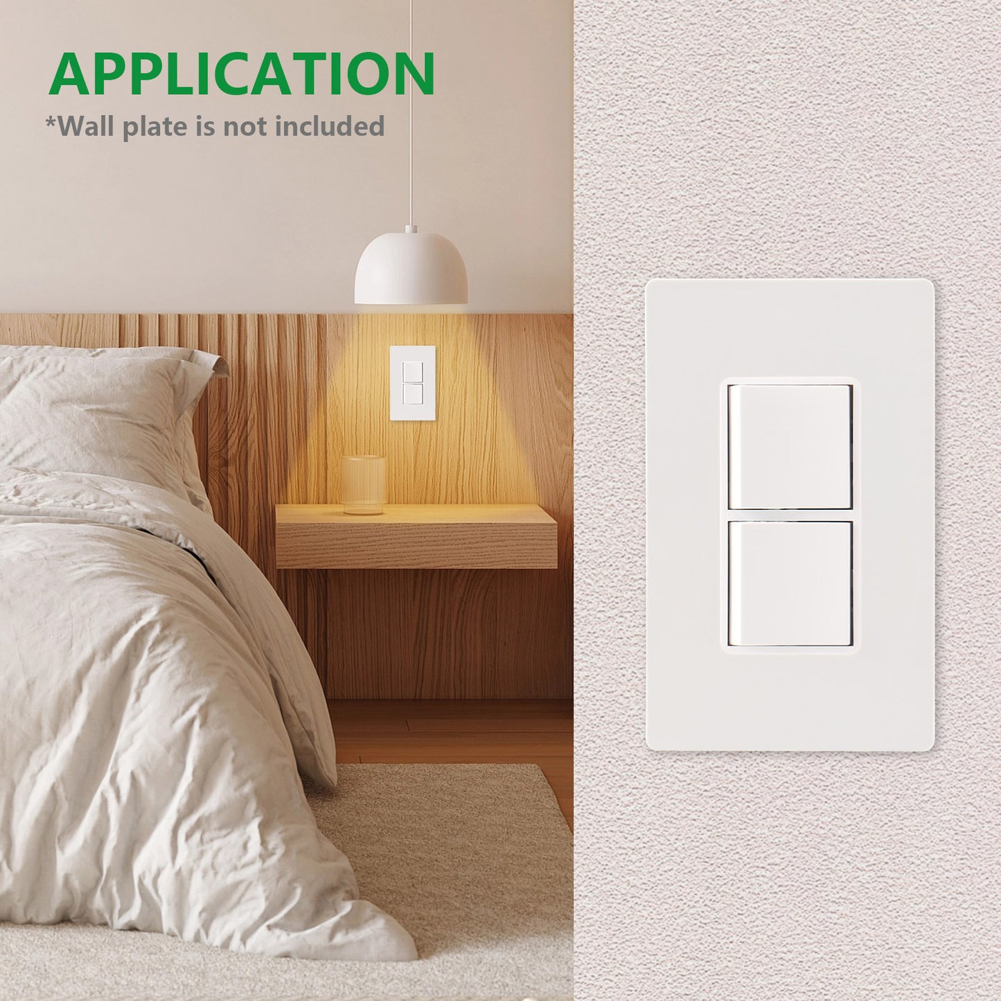 iGFCI Duplex Rocker Combination Decorator Switch,120-277VAC 15A,Ground Terminal,Residential/Commercial Grade,2 Individual Switches,UL Listed,Wall Plate is Included