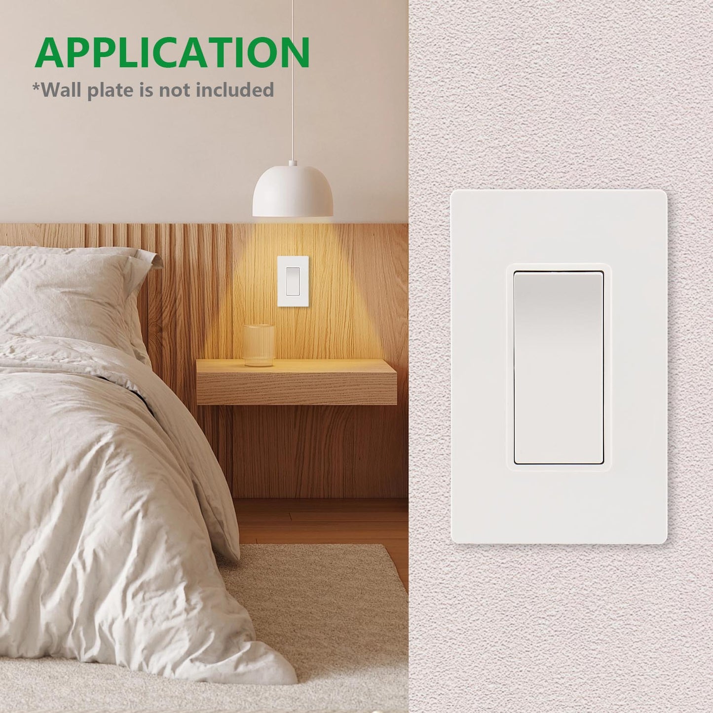 iGFCI Rocker Decorator Light Switch,3 way 120/277V 15Amp,Self-grounding Electrical Light Switches,On/Off Wall Switch,UL Listed White