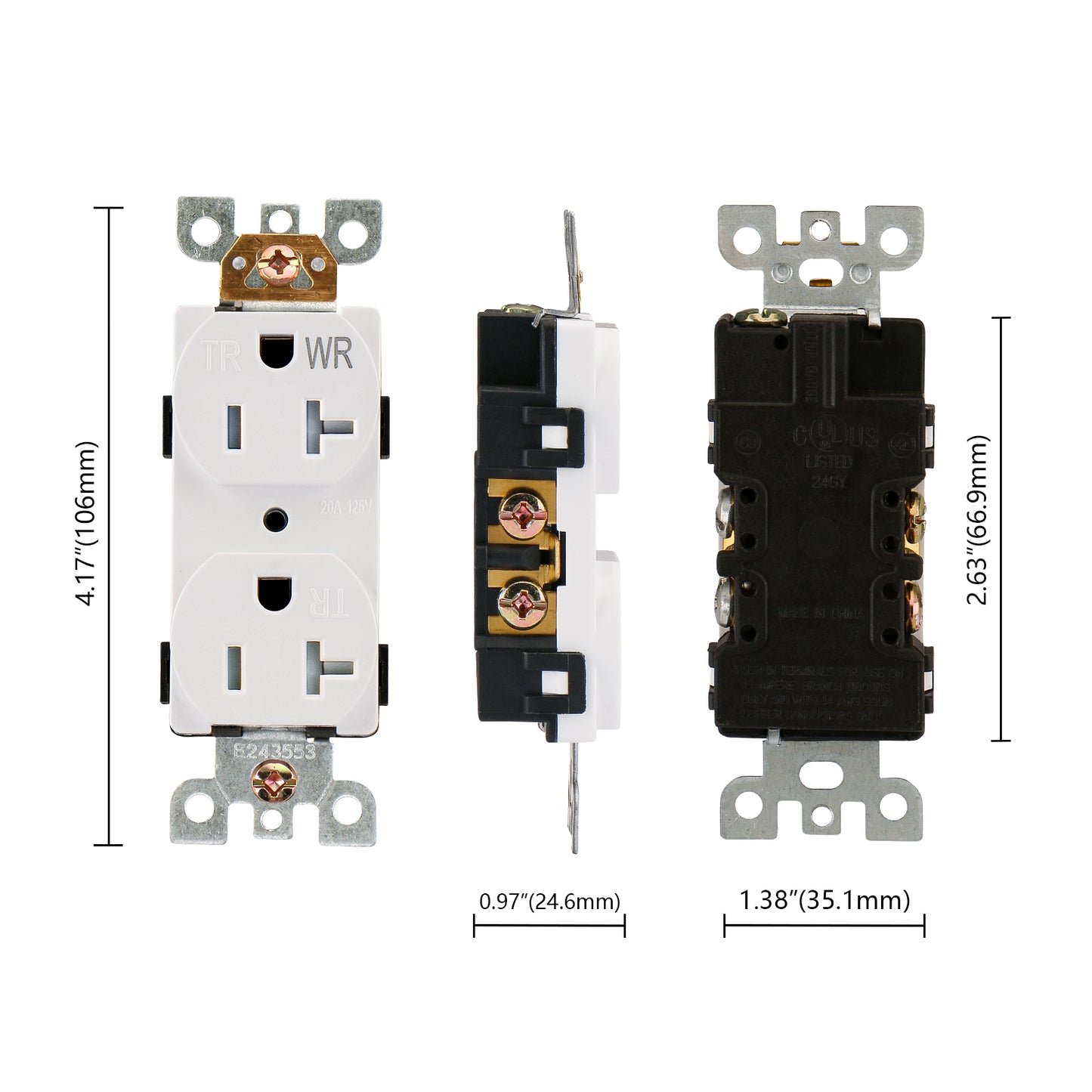 iGFCI Outlet Socket,Decora Receptacle,15Amp Standard Electrical Wall Outlet,Weather Resistant Tamper Resistant,Wall Plates Included, White, UL listed