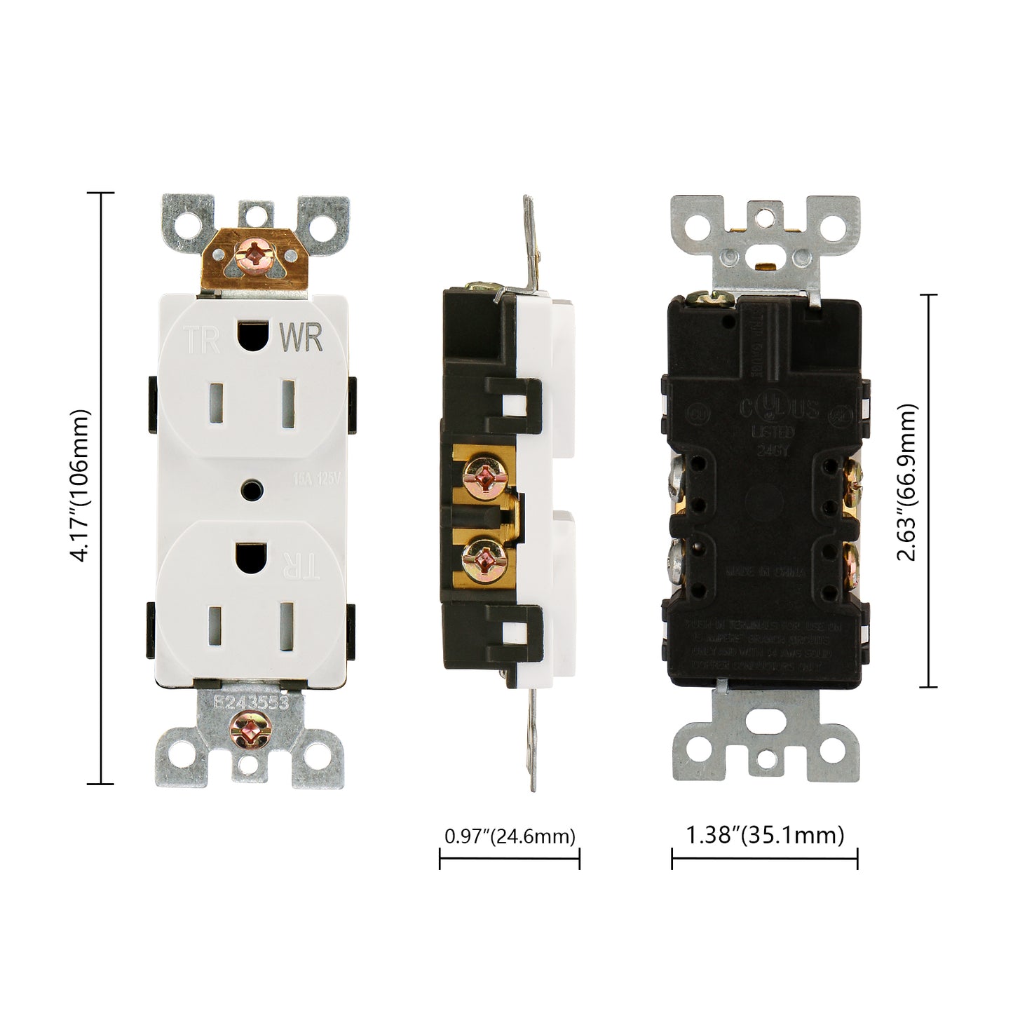 iGFCI Outlet Socket,Decora Receptacle,20Amp Standard Electrical Wall Outlet,Weather Resistant Tamper Resistant,Wall Plates Included, White, UL listed